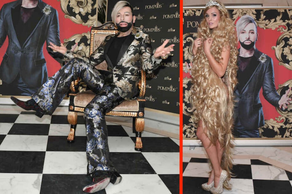 Designer Harald Glööckler (53) zeigte im edlen Berliner Hotel Adlon seine Perücken-Kollektion. Rechts: Ein blondes Haarteil hat eine Länge von drei Metern.