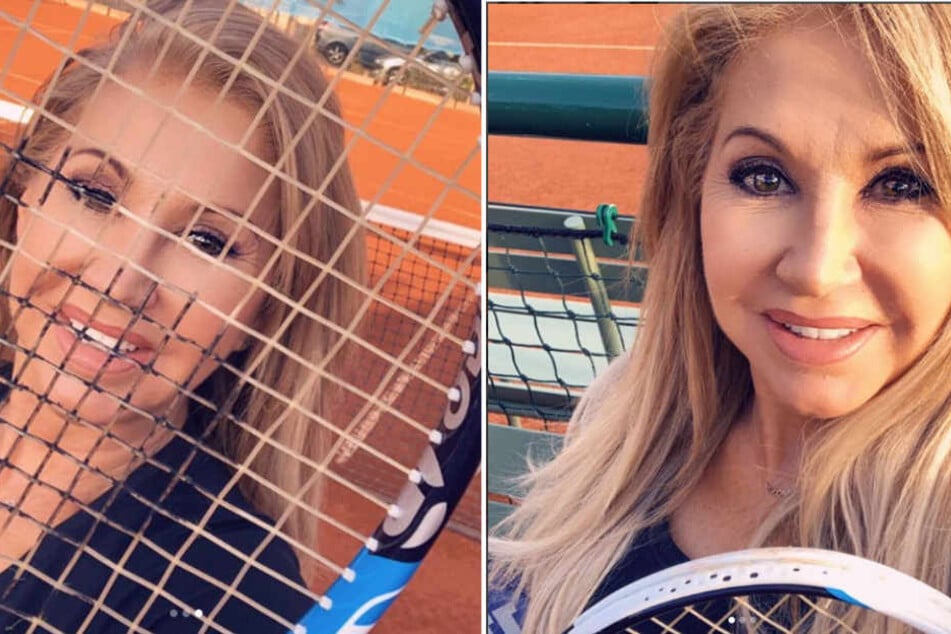 Carmen Geiss freut sich auf ihr Tennis-Match. Für einige Fans hat sie dabei aber zu viel Schminke aufgetragen.