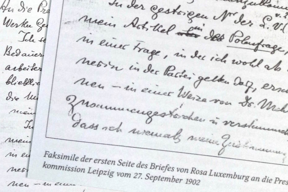 Der Original-Brief der KPD-Gründerin Rosa Luxemburg (†47) .