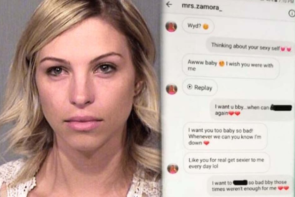 Eindeutige zweideutige Mitteilungen sendete Brittany Zamora (28) an einen Schuljungen, den sie verführte.