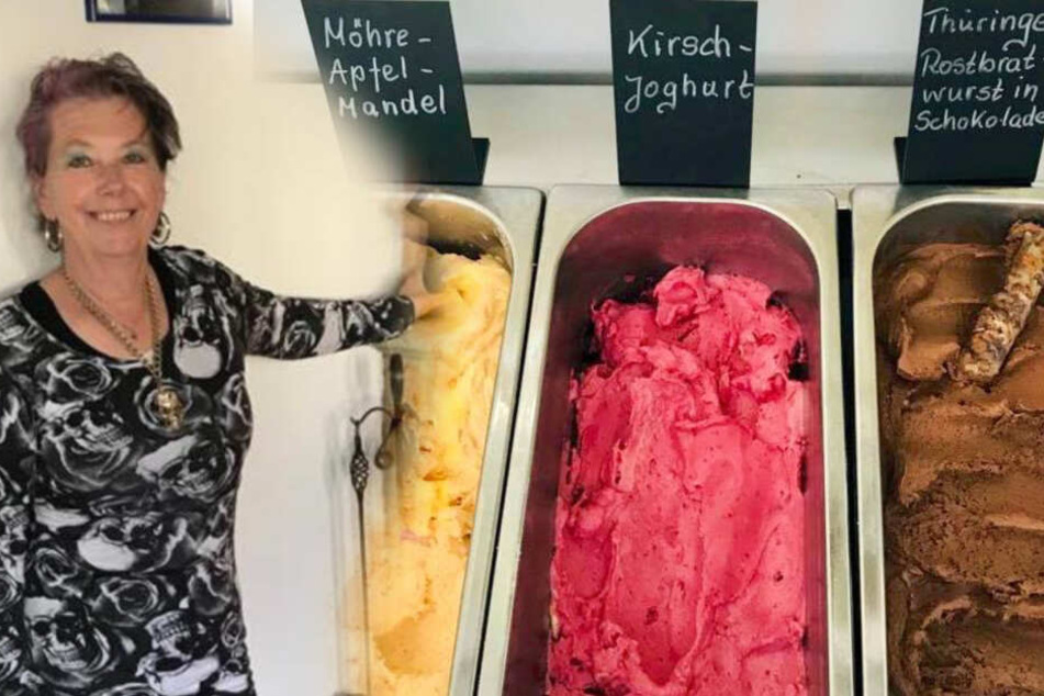 In Schokolade wird die Bratwurst serviert, Besitzerin Elke hat aber noch viele andere Sorten im Angebot.