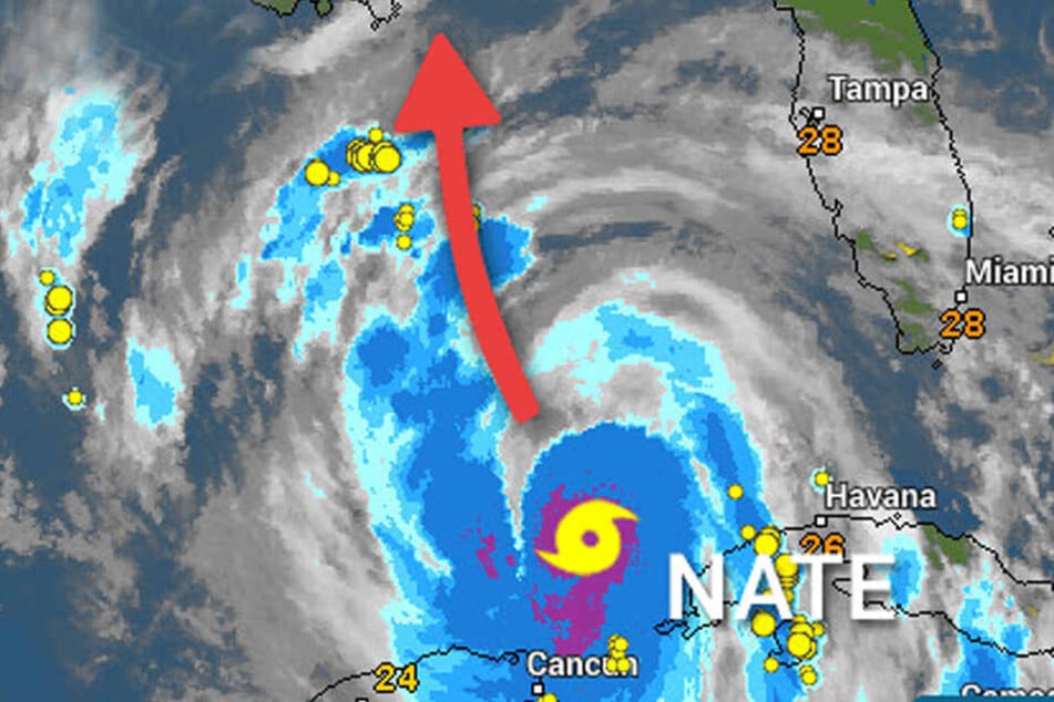 Bei wetteronline sieht man, wie Nate Kurs auf die US-Golfküste nimmt.