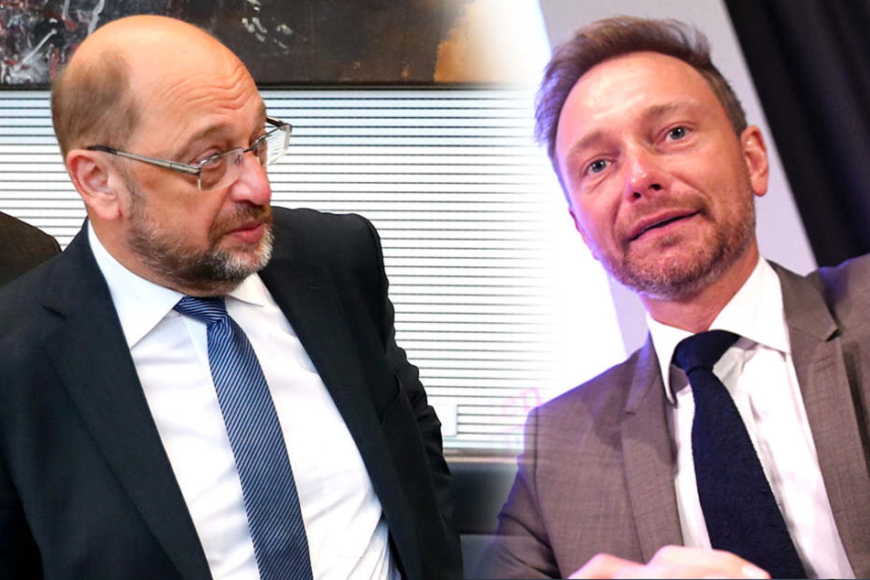 "Mit den letzten Aussagen von Martin Schulz hat sich die SPD weiter verzwergt", sagte Christian Lindner (38, FDP, re.).