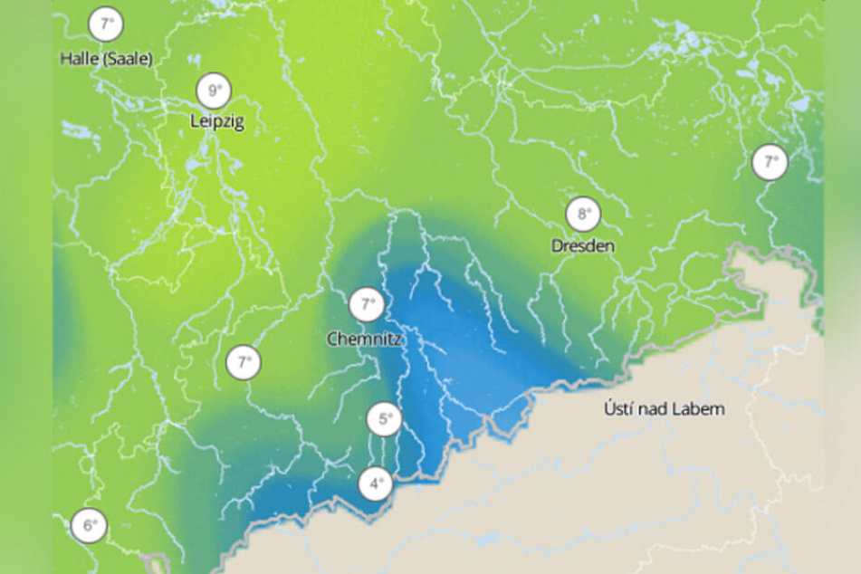 Gefühlte Temperaturen am Mittwoch in Sachsen.