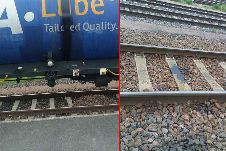 Eine kleine Menge Schweröl trat aus einem abgestellten Kesselwagen aus.