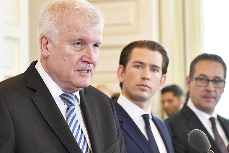 Der deutsche Innenminister Horst Seehofer, Österreichs Bundeskanzler Sebastian Kurz (ÖVP) und Vizekanzler Heinz Christian Strache (FPÖ) trafe sich am Donnerstag zu Gesprächen in Wien.