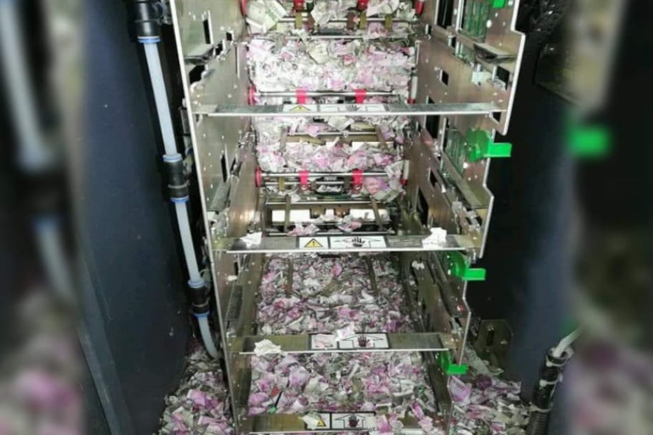 Die Ratte hat im Inneren des Bankautomaten ganze Arbeit geleistet.