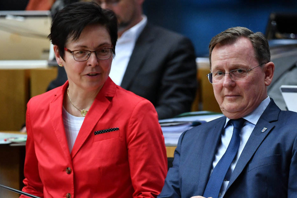 Auch künftig soll es wieder Rot-Rot-Grün werden: Bodo Ramelow (Linke) und Heike Taubert (SPD) im Landtag.