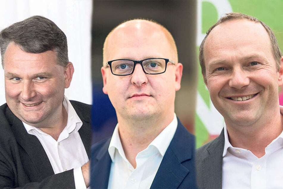 CDU Fraktions-Chef Christian Hartmann (45, l), SPD-Generalsekretär Henning Homann (39), Grünen-Co-Spitzenkandidat Wolfram Günther (46)