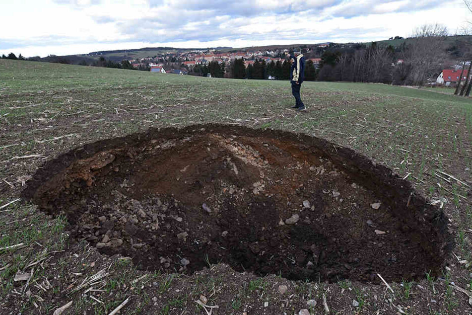 Das Loch bei Dippoldiswalde wurde nach Weihnachten von Spaziergängern entdeckt.