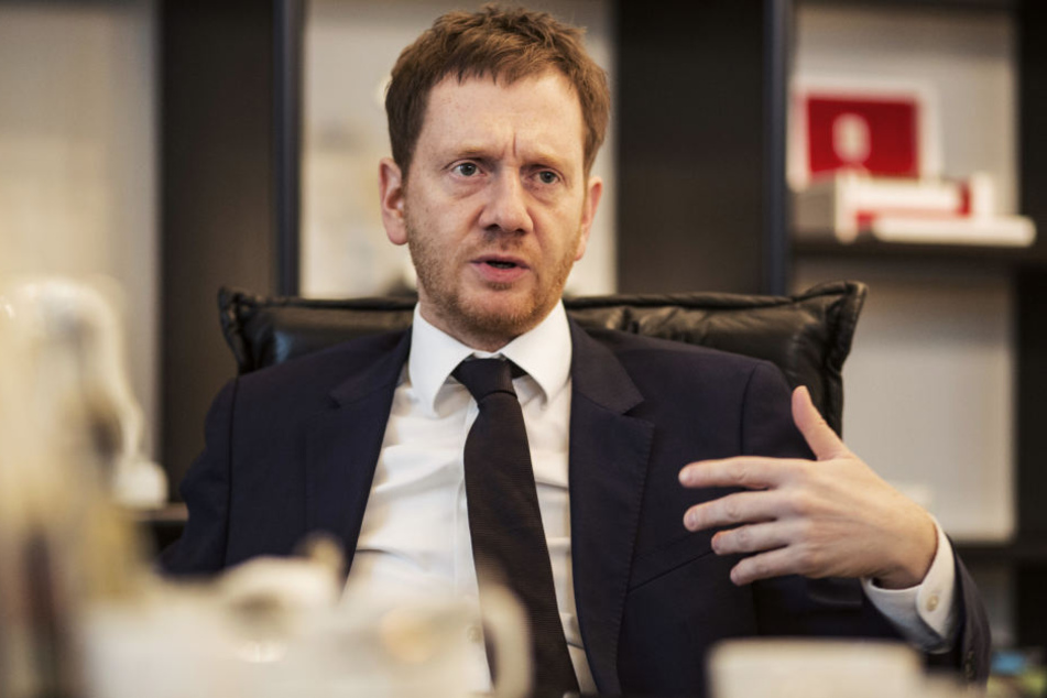 Der Ministerpräsident Michael Kretschmer (42, CDU) während des TAG24-Interviews.
