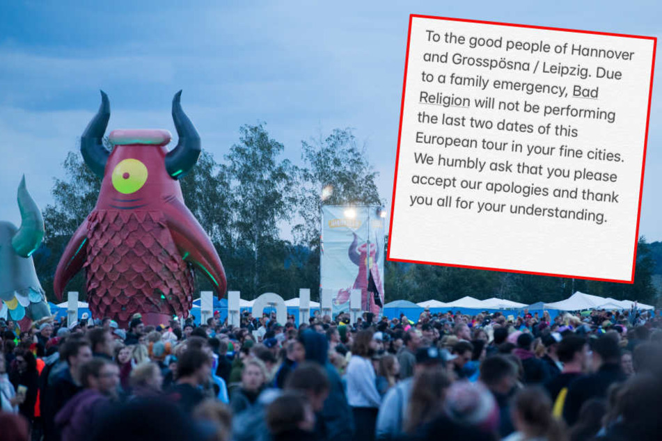 Auf Twitter verkündete die Band Bad Religion, dass sie am Samstag nicht auftreten kann.