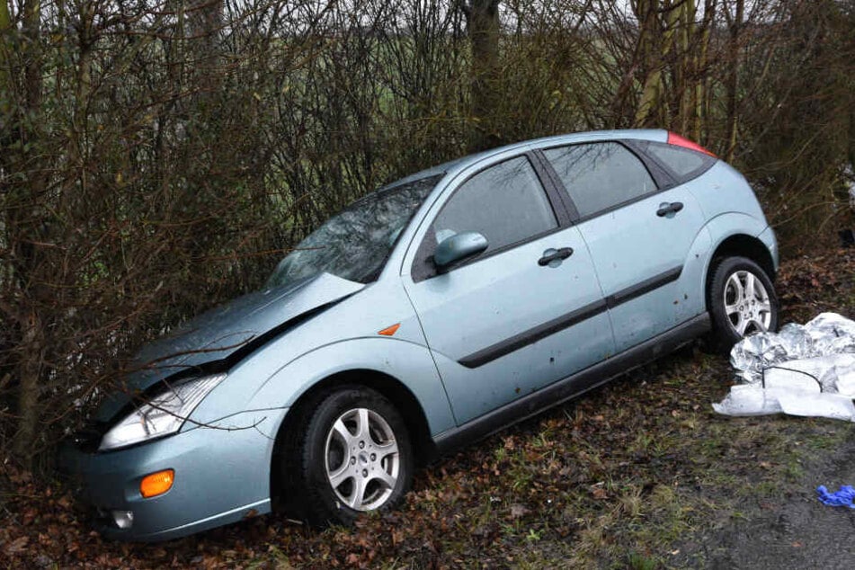 Der Ford geriet ins Schleudern, krachte schließlich gegen zwei kleinere Bäume.