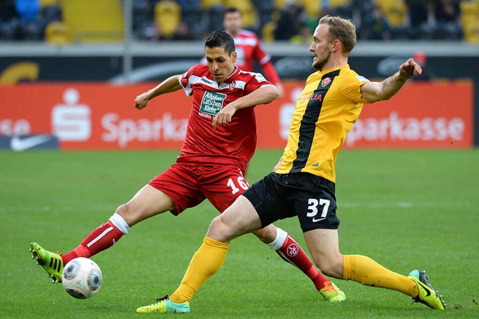 Leistner, hier noch im Trikot von Dynamo, im Zweikampf gegen Lauterns Karim Matmour.