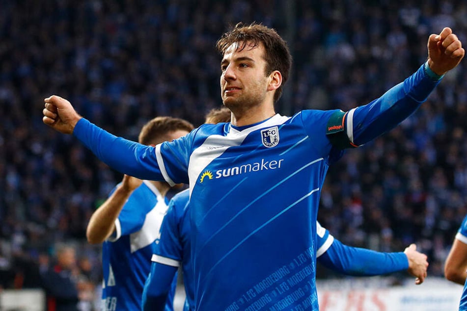 Hier jubelt Magdeburgs Torjäger Christian Beck noch. Dennoch musste sein Club am Ende in den sauren Apfel beißen und absteigen.