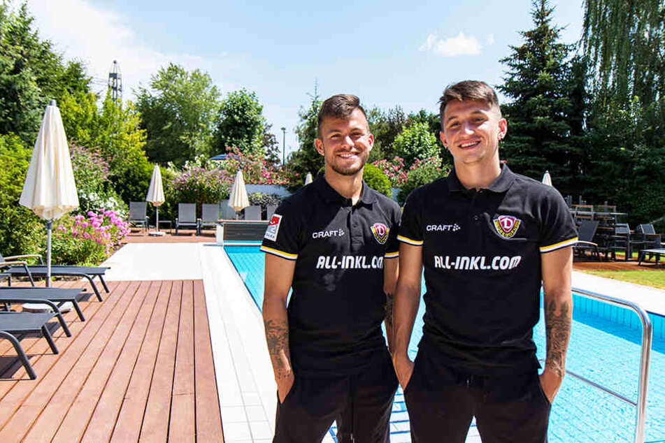 Vorm Hotel-Pool: Baris Atik (r.) freut sich schon auf das Wintertrainingslager in seiner Heimat Türkei. So wie hier mit Mannschaftskollege Sascha Horvath.