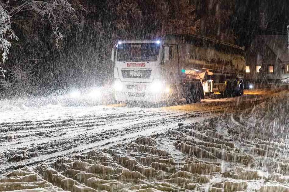 Heftiger Schneefall in der Lausitz.