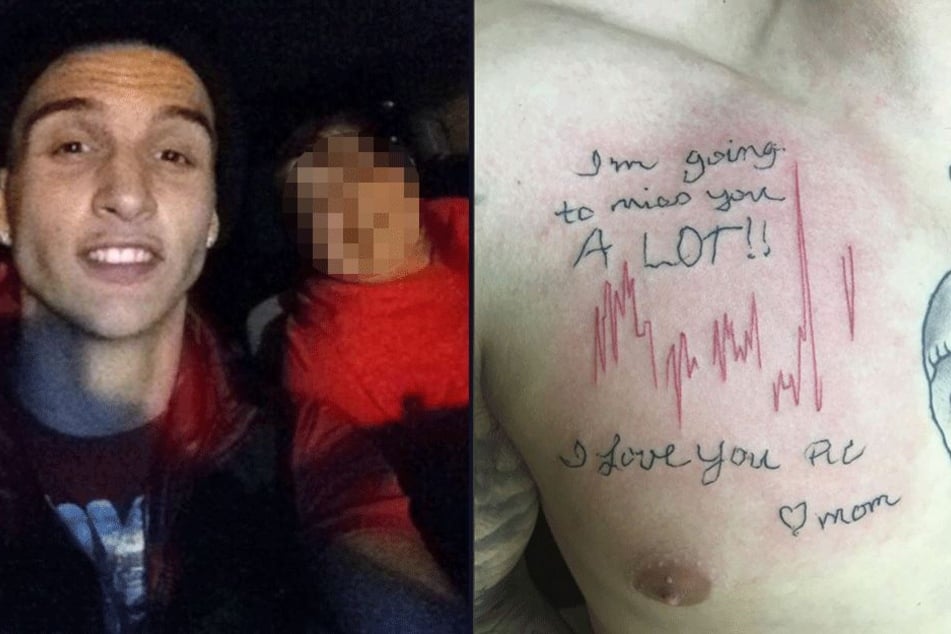 Links ein Bild aus glücklicheren Zeiten, rechts das besagte Tattoo.