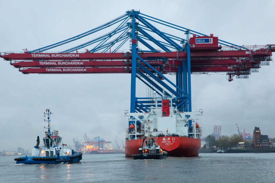 Das Spezialschiff "Zhen Hua 27" brachte die drei Container-Brücken aus China nach Hamburg.