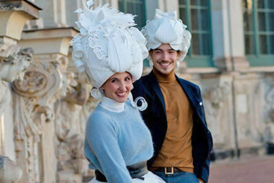 Wie vor 300 Jahren: Das Hochzeitspaar im Dresdner Zwinger.