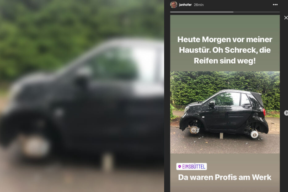 Ein Foto des aufgebockten Autos hat Jan Hofer auf Instagram gezeigt.
