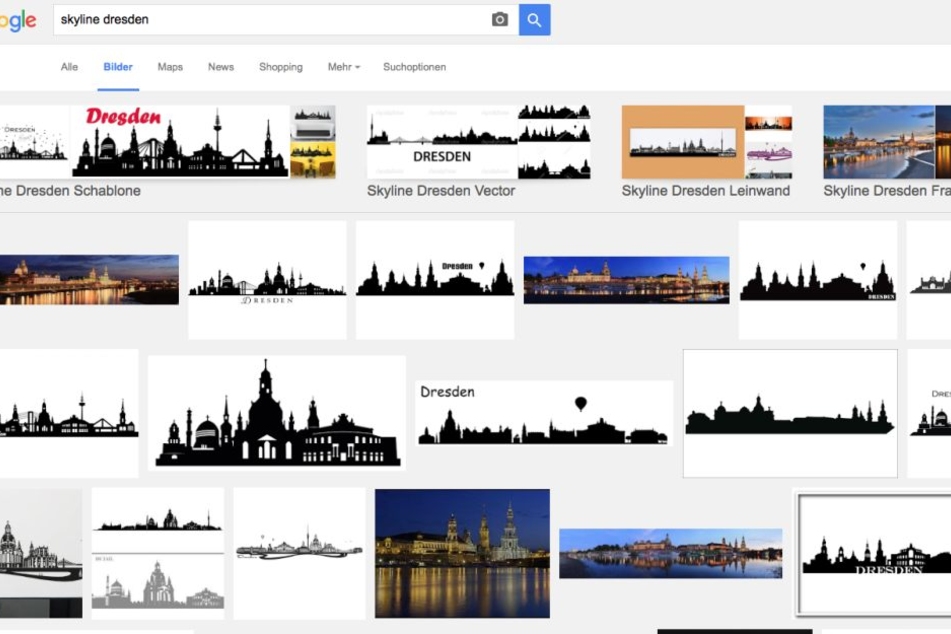 Auffällig: Gibt man bei Google als Suchbegriff Skyline Dresden ein, dann taucht das falsche Motiv mehrfach auf.