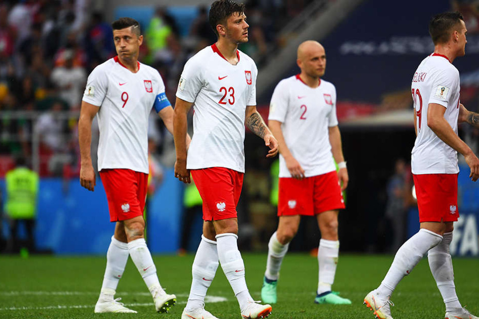 Betretene Mienen bei allen polnischen Spielern nach dem enttäuschenden Auftritt gegen den Senegal (1:2).