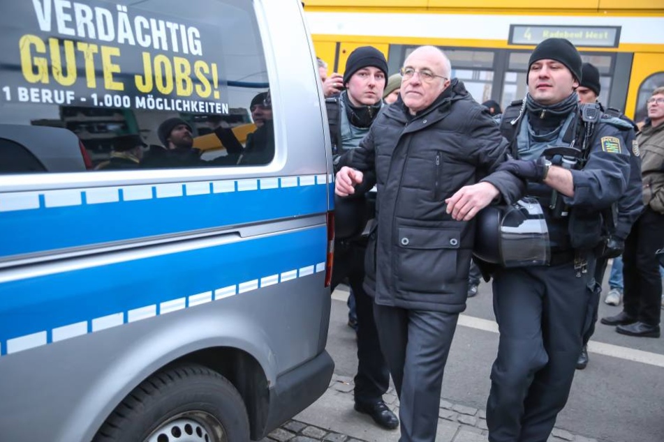 Neonazi Gerhard Ittner (60) wurde im Februar in Dresden bereits kurzzeitig in Gewahrsam genommen.