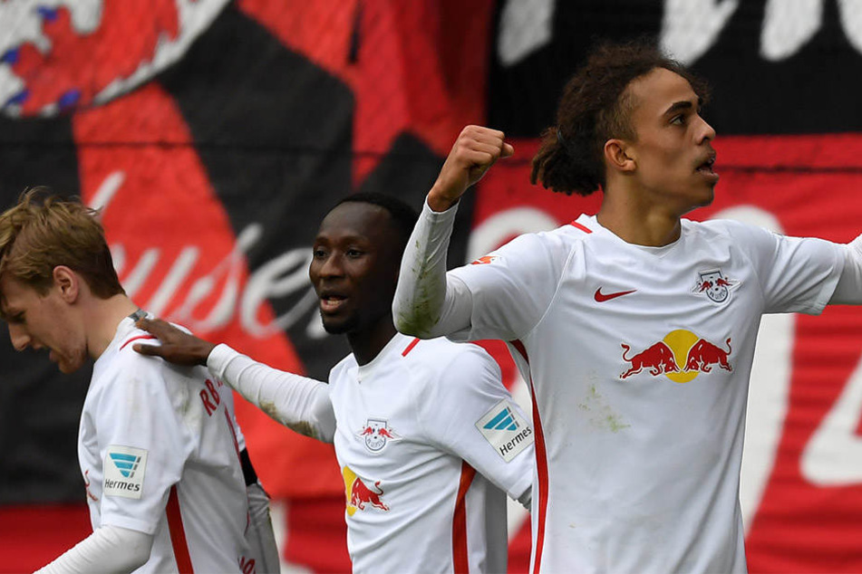 Emil Forsberg, Naby Keita und Yussuf Poulsen (v.l.) befinden sich in einer bestechenden Form. Führen sie RB Leipzig in die Champions League?