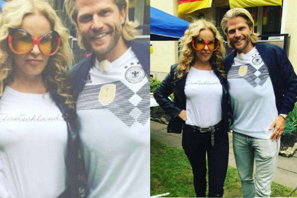 Katja Burkard und Paul Janke beim gemeinsamen WM-Schauen mit Freunden in Leverkusen.