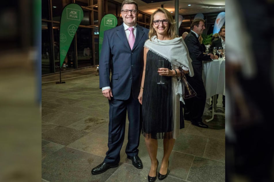 Der Chef der Ostsächsischen Sparkasse, Joachim Hoof, neben seiner Gattin Mirka.