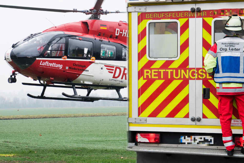 Rettungskräfte sind vor Ort, ein Hubschrauber wurde ebenfalls angefordert (Symbolbild).