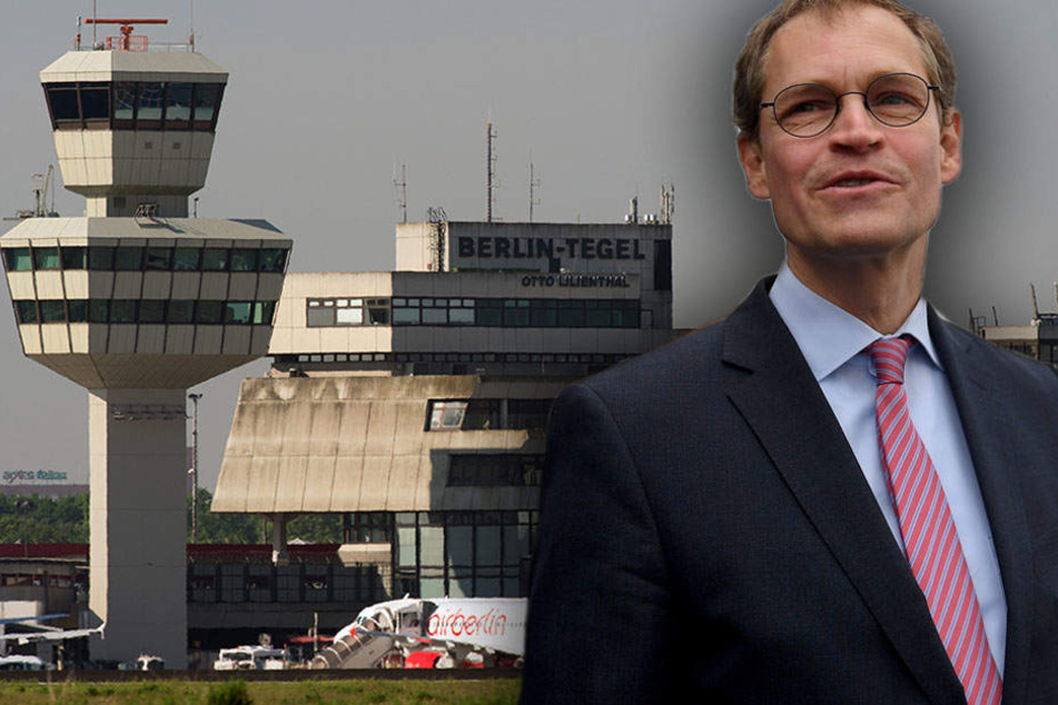 Ende September haben Berliner endlich Gewissheit, in welche Richtung es für den Flughafen Tegel geht. Für Müller ist es bereits jetzt klar. (Bildmontage)