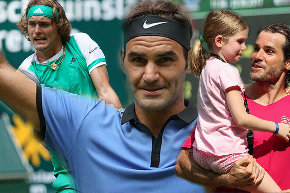 Alexander Zverev (20,li.) und Roger Federer (35,mi.) geht es in die nächste Runde. Für Tommy Haas (38,re.) ist das Turnier schon beendet.