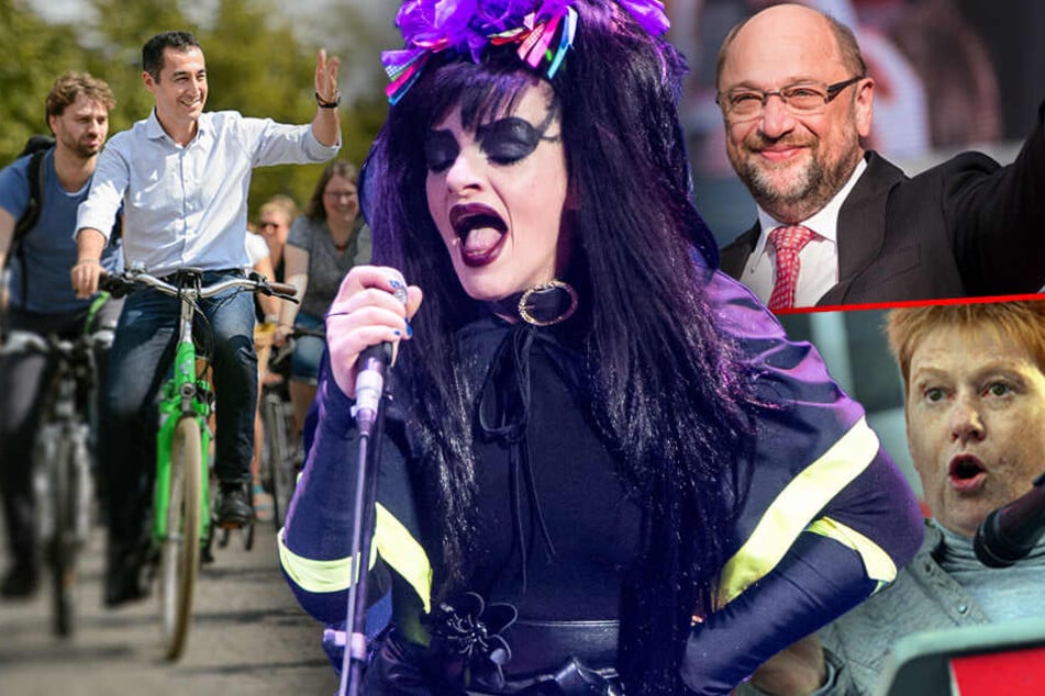 Ein Endspurt, der sich sehen lassen kann. Unter anderem trällert die gebürtige Ost-Berliner Nina Hagen ein paar Songs für die Linken. (Bildmontage)