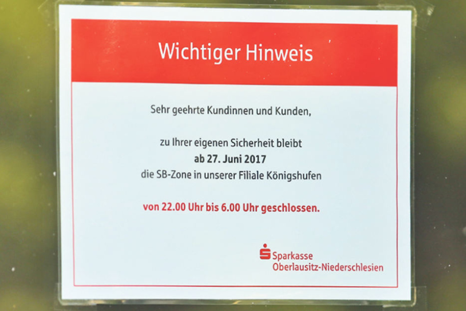 In der Oberlausitz
werden wie hier
in Königshufen
nachts erste
Bankfilialen
schließen -
aus Angst vor
den Automatensprengern.