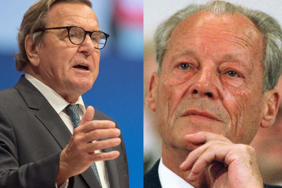 Gerhard Schröder (links) und Willy Brandt (rechts): Solche Politiker fehlen der SPD heute, sagt Hück.