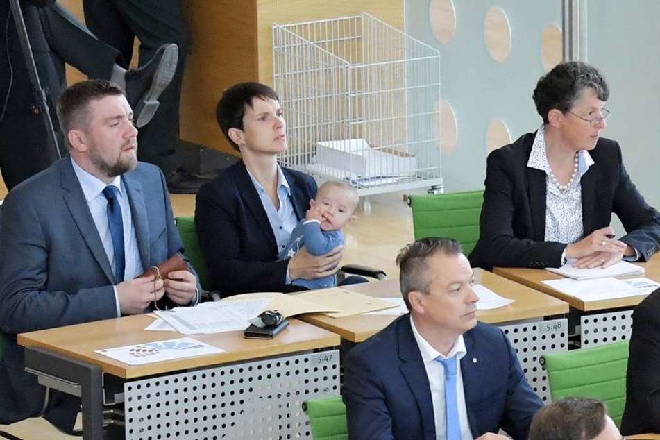 In der ersten Landtagssitzung nach der Spaltung saßen die damals drei
Abtrünnigen Uwe Wurlitzer (42), Frauke Petry (42) und Kirsten Muster (56) noch
in der letzten AfD-Reihe.