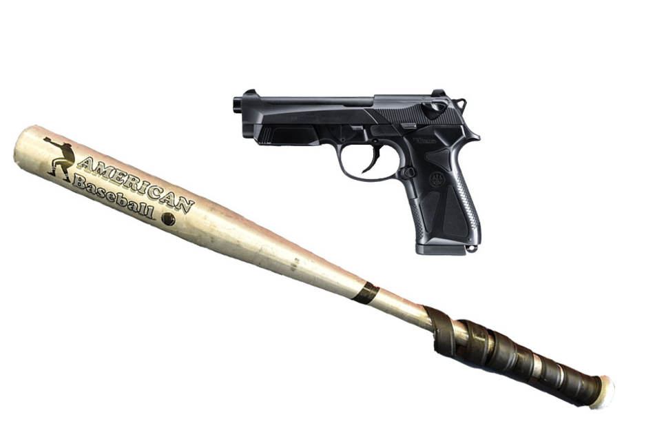 Neben anderen Beweismitteln konnte die Polizei auch den Baseballschläger und eine Waffe sicher stellen. (Symbolbild)