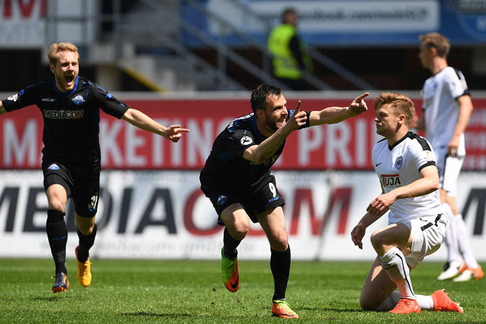 Matchwinner gegen Münster war ganz klar Koen van der Biezen (Mitte).