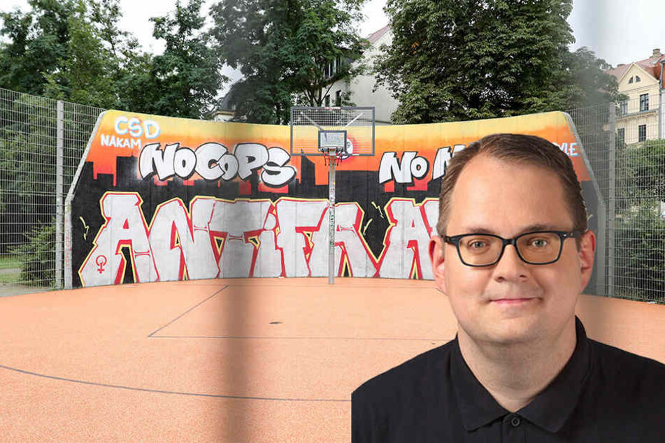 Der Chef der Leipziger Linksfraktion, Sören Pellmann, lehnt das "No Cops"-Graffito persönlich zwar ab, sieht darin aber auch eine Ventilfunktion für Jugendliche.