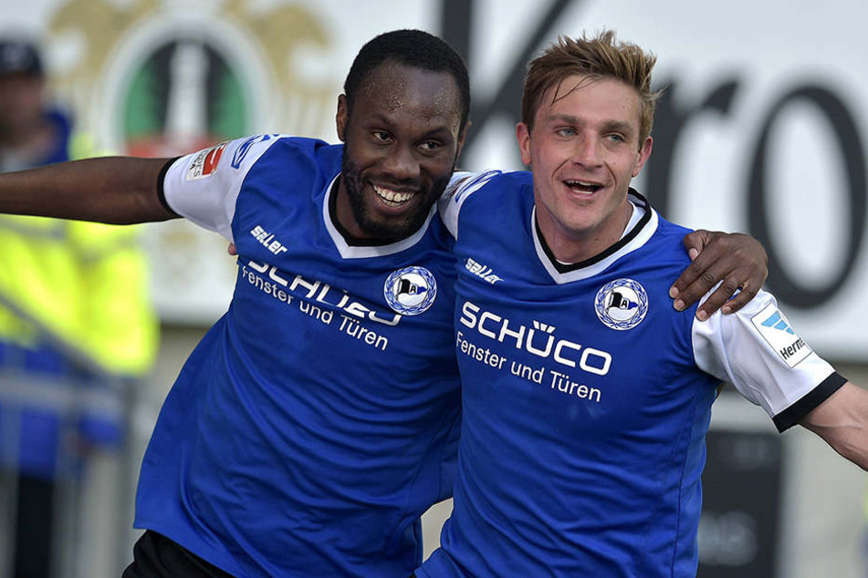 Reinhold Yabo (li.) und Tom Schütz jubelten über die Tore gegen Braunschweig.
