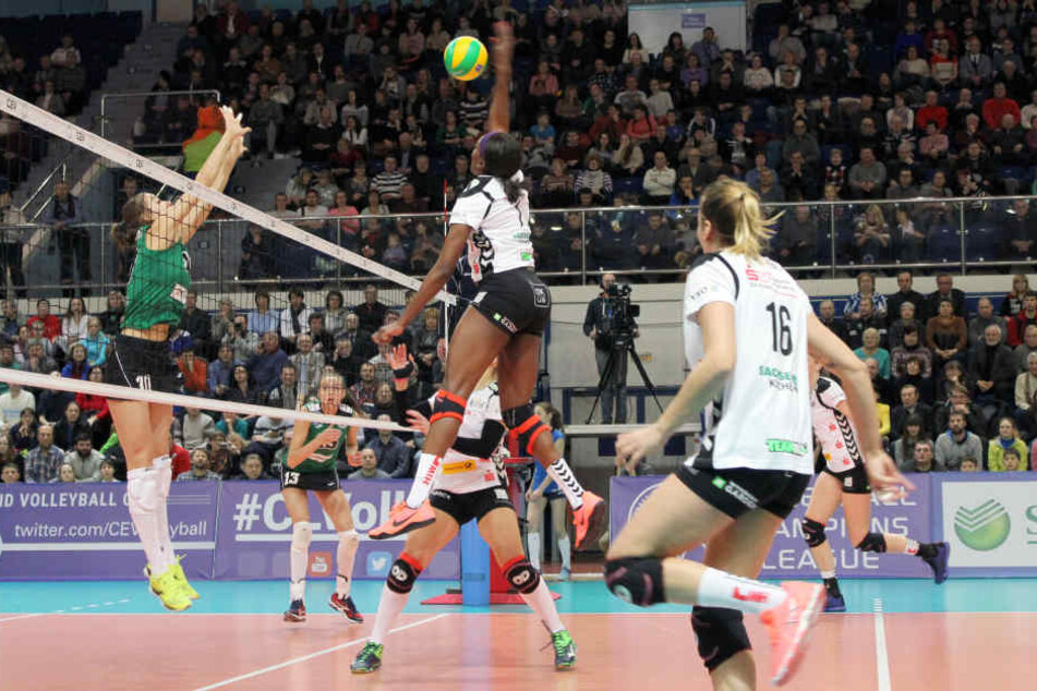 Brittnee Cooper (am Ball) und der DSC konnten ab dem zweiten Satz nicht mehr an ihre Leistung anknüpfen.