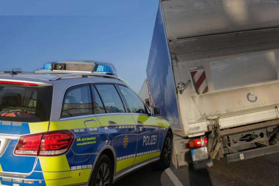Mehrere Streifenwägen der Polizei mussten den 40-Tonner stoppen.