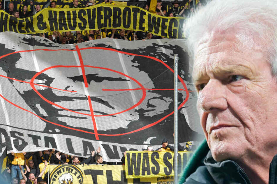 Am 4. Spieltag der Fußball-Bundesliga präsentierten BVB-Fans TSG-Mäzen Dietmar Hopp (Bild) im Fadenkreuz.