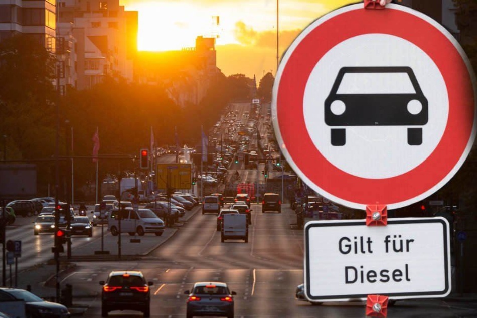Ab Ende Juni 2019 sollen auch auf elf Berliner Straßenabschnitten Fahrverbote für alte Diesel-Stinker gelten. (Bildmontage)