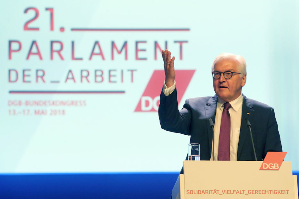 Bundespräsident Frank-Walter Steinmeier (62) am Sonntag beim DGB-Bundeskongress.