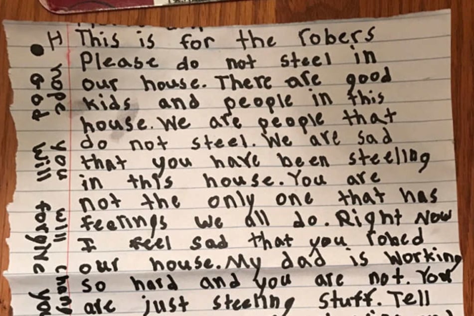 Die kleine Wendy (8) aus Florida hat einen Brief an die Gangster geschrieben, die zuvor in das Haus ihrer Familie eingebrochen waren.