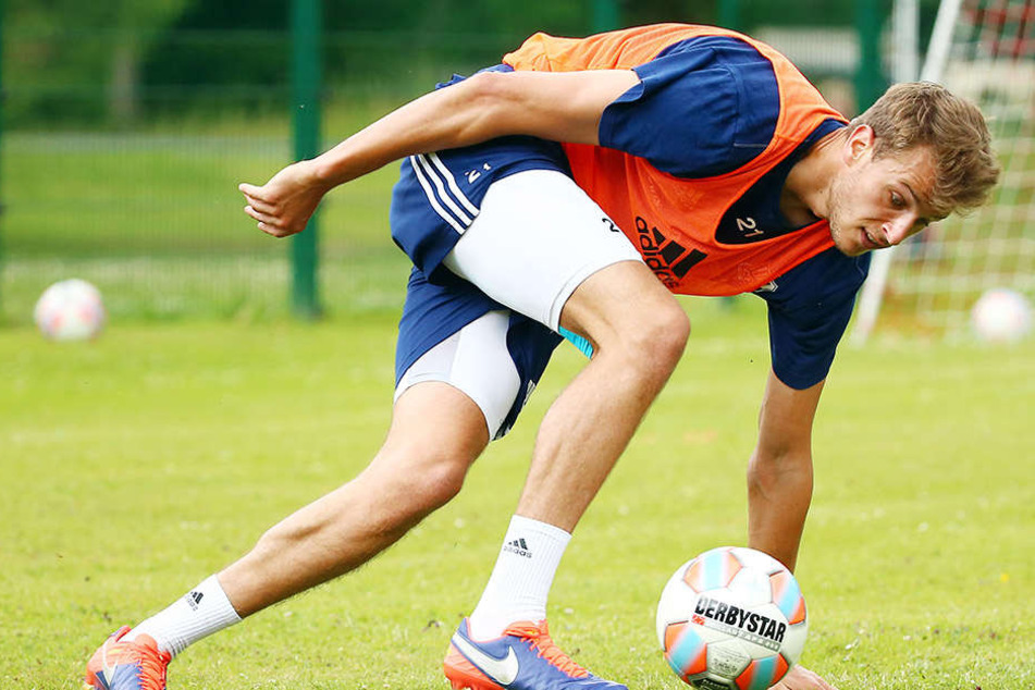 Der Ex-Babelsberger Laurin von Piechowski hat sich im CFC-Training von Beginn an voll reingehängt.