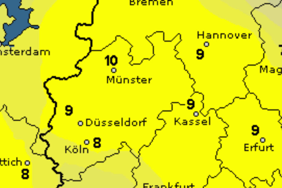 Die gelben Bereiche auf der Farbkarte kriegen besonders viel Licht am Wochenende ab.